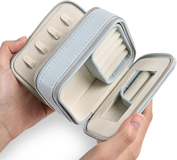 Greenfeather Jewelry Travel Case, PU Leather Travel Jewelry Organizer Box,Small Portable Jewellery Storage Holder for Women R