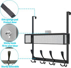 Kaiferty Over The Door Hooks Organizer,Over Door Hanger Towel Rack Mesh Basket with 12 Hooks,Back of Door Storage Organizer f