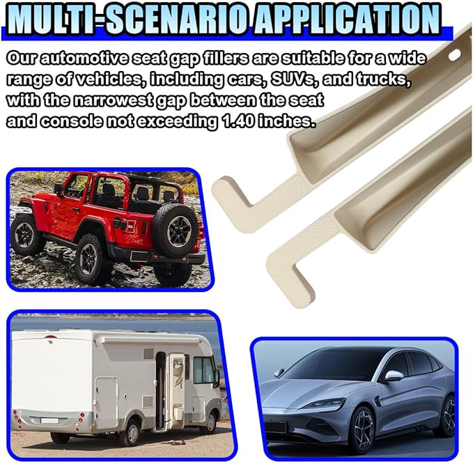 2PCS Car Seat Gap Filler Organizer, No-Drop Seat Gap Storage Box Inserts with Phone Holder, Storage Plug Stopper Fill Gap Between Seat and Console, Universal Car Accessories for SUV Truck (Beige)