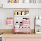 KINGRACK 3 Tier Pink Bathroom Counter Organizer, Rotating Makeup Organizer for Vanity, Perfume & Skincare Standing Shelf, Van