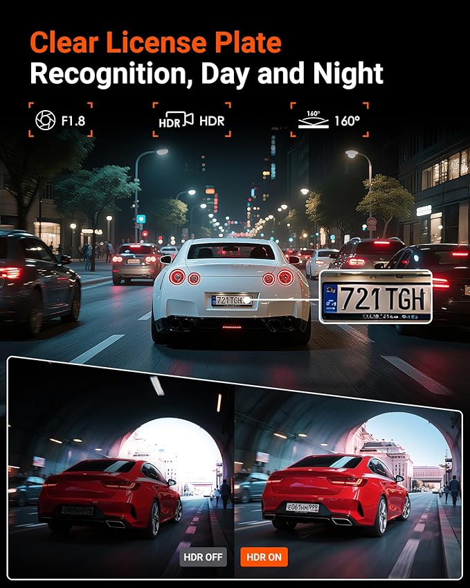 Vantrue E1 Lite 1080P Dash Cam, Mini Car Camera with Night Vision, 60fps Dash Cam with GPS and Speed, Wi-Fi APP Control, Loop