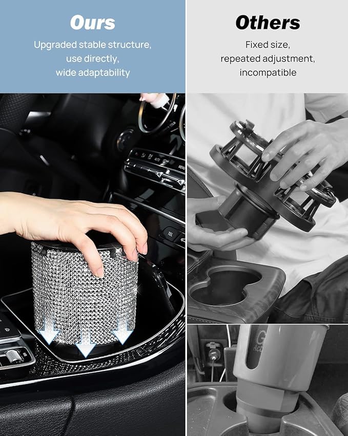 JOYTUTUS Upgraded Car Cup Holder Expander with Offset Base, Fit for YETI, Hydro Flask, Large Cup Holder Expander for Car Hold