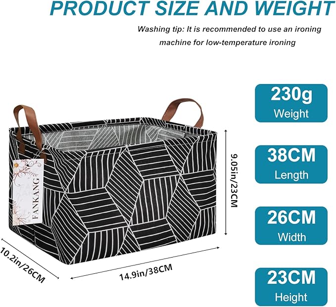 FANKANG Storage Basket,Nursery Hamper Canvas Laundry Basket Foldable with Waterproof PE Coating Storage, Office, Bedroom, Clo