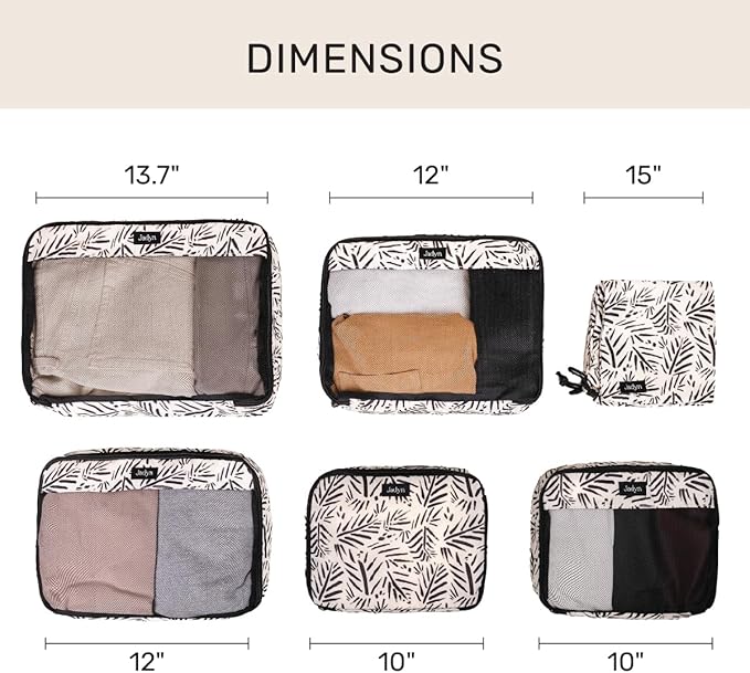 Jadyn Packing Cubes for Travel, 6-Piece Large Packing Cube Organizer Set for Suitcase, Duffel Bag, Luggage, Multiple Sizes Tr
