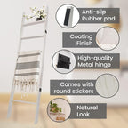 6-Tier Blanket Ladder – 5.5 Ft Wall Leaning Quilt Rack, Farmhouse Blanket Storage for Living Room, Bedroom & Bathroom – Rusti