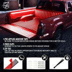 Xprite 60" Inch Red LED Truck Bed Lights Strip Kit, Decoration Lighting Bar for Cargo Pickup Trucks Van SUV RV Boat, On/Off Switch - 2PCS