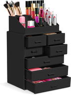 Sorbus Makeup Organizer, Brush Holder and Make Up Storage Drawers - Acrylic Makeup organizer for vanity, Bathroom - Cosmetic 
