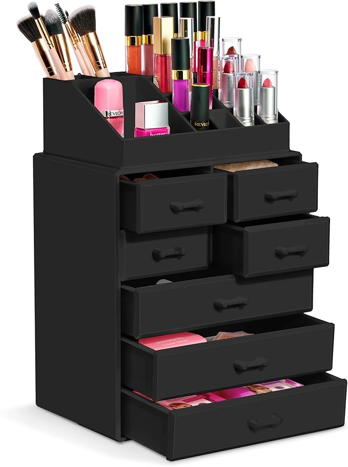 Sorbus Makeup Organizer, Brush Holder and Make Up Storage Drawers - Acrylic Makeup organizer for vanity, Bathroom - Cosmetic 