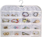 BB Brotrade Hanging Jewelry Organizer,Accessories Organizer,80 Pocket Organizer for Holding Jewelries (White-Embossed)