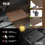 Car Tray & Car Desk for Laptop with Anti-Slip Protective Mat, 360° Rotating Wood Cup Holder Table, Eating Food, Working, Compatible with Tesla Model Y/3/S, Ford F150/Explorer/Maverick & Most Vehicles