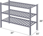 ROMGUAR CRAFT 3 Tier Bamboo Shoe Rack for Closet Free Standing Wood Shoe Shelf Storage Organizer for Entryway Small Space Sta