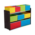 Delta Children Deluxe Multi-Bin Toy Organizer with Storage Bins, Dark Chocolate/Primary Colored Bins
