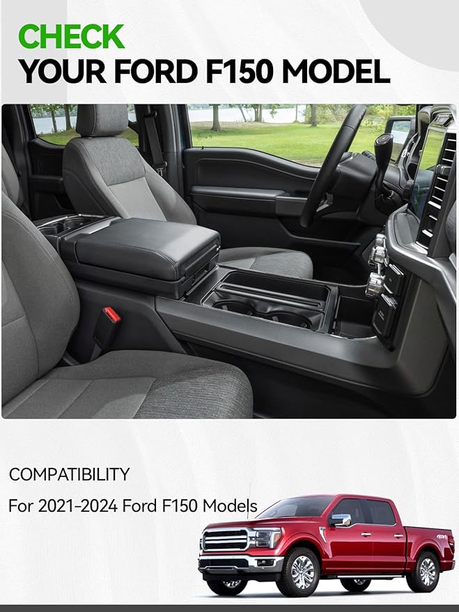 ELECFRESH 2PCS Center Console Organizer for 2023 2022 2021 Ford F150 Accessories, Armrest Storage Box and 16-Compartments Divider for Ford F150 (Not fit for 2024-2026)