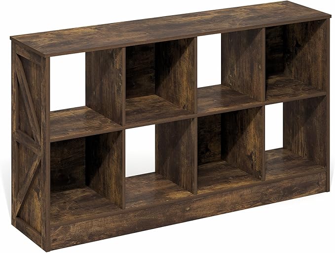 Furinno Jensen Book Shelf, 8-Cube Farmhouse Bookshelf, Display Bookcase, 11.8 x 47.6 x 26.8, for Living Room, Bedroom, Home O