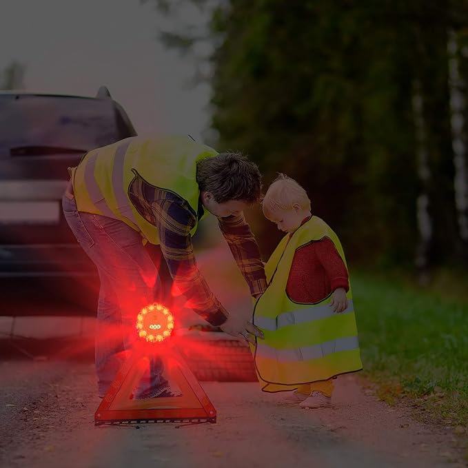 AK [6 Pack LED Road Flares Safety Flashing Warning Light Roadside Emergency Disc Beacon Kit for Vehicles Boats with Magnetic 