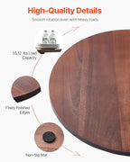 VEVOR 24 in Wood Lazy Susan Turntable, 360° Rotation Round Clear Tabletop Rotating Tray, Acacia Wood Dining Table Centerpiece