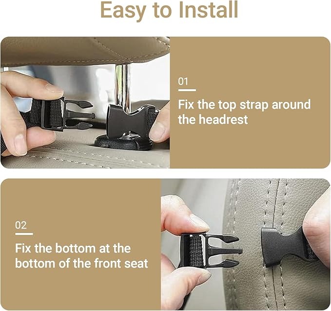 4-Pack Black Car Backseat Organizer, 10 Storage Pockets and Tablet Holder, Back Seat Organizer for Kids, family Road Trip Essentials, Travel Accessories