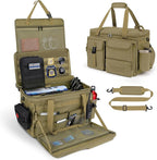 Patrol Bag Law Enforcement Police Gear Bag, Car Front Seat Organizer Tactical Officer Duty Bags, Police Car Accessories for Passenger Seat, Multiple Compartment Removable Shoulder Strap, khaki