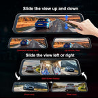 3 Channel Mirror Dash Cam with 4K+Inside 1080P+ 1080P 10 Inch Triple Rearview Mirror Camera, Night Vision, G-Sensor, Reverse 