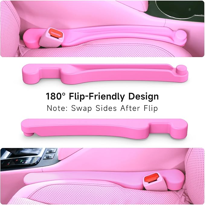 Car Seat Gap Filler Set of 2, 3IN1 Seat Side Gap Filler Plug with Storage Slot & Hook Function, Soft Foam Universal Fit Car SUV Truck Fill Gap Between Seats Console Organizer (Narrow Pink)