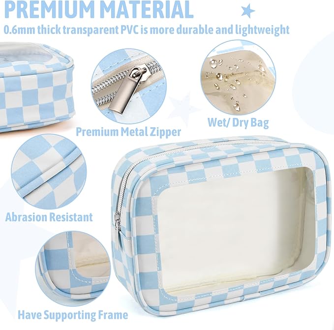 YOPCDJ 5PCS Diaper Bag Organizer Pouch Set, TSA Approved Toiletry Bag，Clear Waterproof TPU Makeup Bag Set Travel Organizer Ba