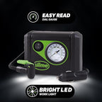 Slime 40059 Tire Inflator, Junior, Compact, Powerful, Portable Car Air Compressor, Lightweight, Analog, Flat Tire Repair, 12V, 12 min Inflation