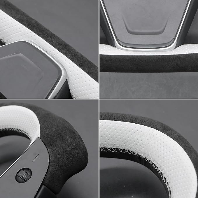 MEWANT Hand Stitched Tesla Model S Yoke Steering Wheel Cover Wrap for Tesla Model S 2021-2023 / Model X 2021-2023 Tesla Yoke Steering Wheel Accessories(3D Style)