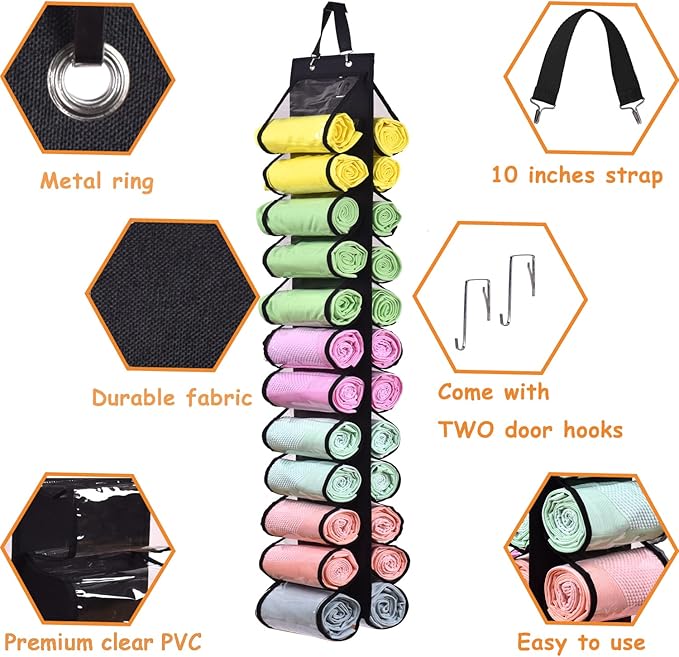 Legging Storage Bag Storage Hanger Can Holds 24 Leggings or Shirts Jeans Compartment Storage Hanger, Foldable Leggings Organi