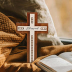 OKSQW Wall Wooden Cross Christians Cross Spiritual Religious Gifts With Hook on Hanging Wall Or Table With Blessed and Wood B