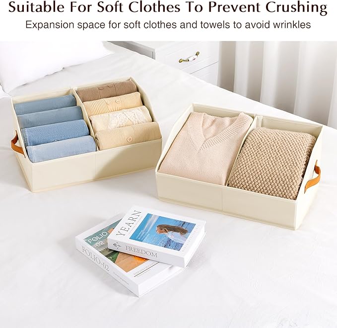 Homsorout Closet Organizers and Storage Bins - 8 Pack Collapsible Divided Trapezoidal Cube Storage Bins Baskets with Orange H
