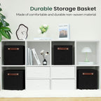 FinishingBo 6-Pack Storage Cubes with Handles & Label Holders Basket, Closet Cube Home Organizer Bins(Black, 10.5*10.5*11 inc