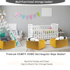 COMFY-HOMI 3 pcs Large Storage Baskets for Shelves, Laundry Basket, Woven Rope Basket, Closet Organizer Bins for Clothes Blan