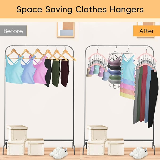 TomCare 360° Swivel 2 Pack Tank Top Hanger and 2 Pack Leggings Organizers Space Saving Sport Bras Organizer Metal Yoga Pants 