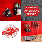 Heavy Duty Drill Holder for 1/4" Holes - Stores up to 3 Drills, Organizes on Pegboard, Includes Pegs and Hooks