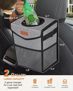 Car Trash Can with Lid, Cute Leakproof Car Trash Garbage Bag Hanging Vehicle Trash Bin Small Portable Automotive Garbage Cans Organizer for Back/Front Seat/Console(Trapezoid,Grey)