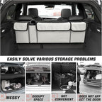 AUCELI Car Trunk Organizer, Backseat Hanging Large Storage with Adjustable Straps, Waterproof Collapsible Cargo Bag with 4 Pockets, Sturdy Space Saver Frees Trunk Floor for SUV, Truck, MPV