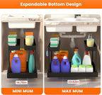 Expandable Under Sink Organizers and Storage,Width Adjustable (14.9-23.6IN),No Drill 2-Tier Pull Out Under Cabinet Organizer 