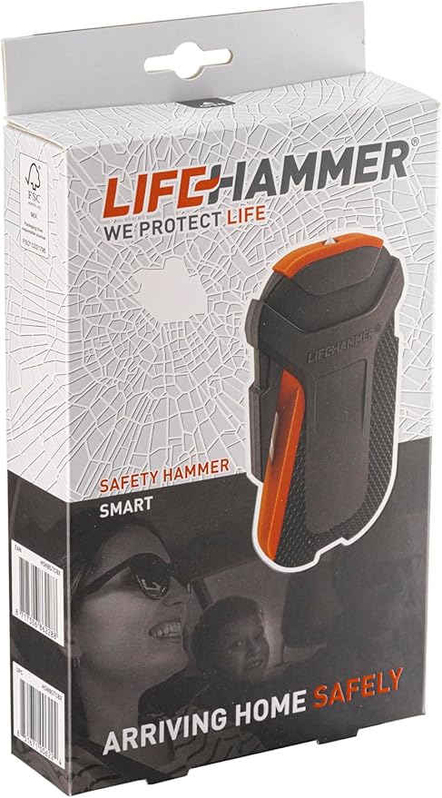 Lifehammer Smart Automatic – Window Breaker Seatbelt Cutter, Emergency Car Window Breaker for car Escape Tool, Anti-Slip Grip