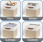 Temary Fabric Storage Cubes - 12 Inch Collapsible Bins (4Pack) - Empty Gift Baskets for Organizing Shelves, Closets, Nursery 