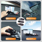 Car Dashboard Mat Kit: 360° Rotating Phone Holder, Parking Number Plate, Universal Anti-Slip Organizer Pad (Black)