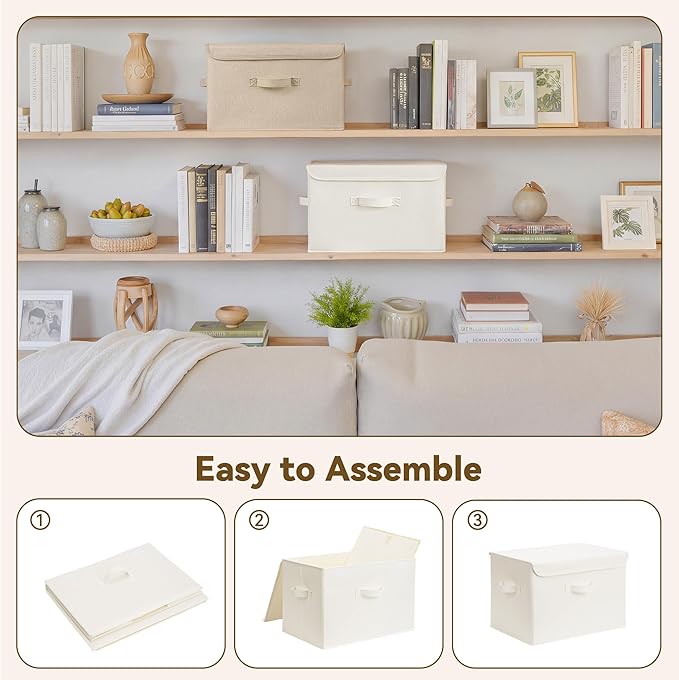 GRANNY SAYS Stoarge Basket with Lid, Decorative Storage Boxes, Closet Storage Bins for Clothes, Collapsible Stackable Organiz