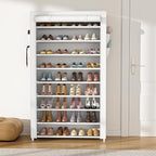 VILICK Shoe Rack with Cover Narrow Shoe Organizer with Pockets 10 Tier Tall Shoe Storage Holds 36-41 Pairs Shoes and Boots Sh