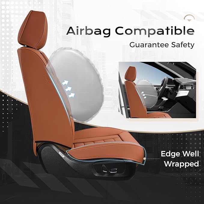 Coverado Car Seat Covers Full Set, Seat Covers for Cars, Front Seat Covers and Back Seat Cover Waterproof Leather Automotive 