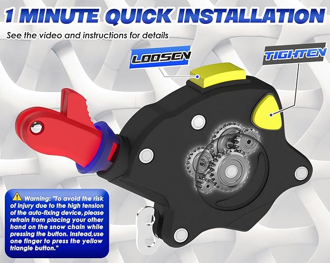 Snow-Chains Auto Fixing 1 Min Quick Fit Easy Installation Tire-Chains, Portable Reusable Universal Emergency Tire Traction Ch