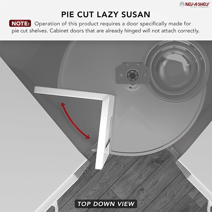 Rev-A-Shelf 2 Tier Pie-Cut Lazy Susan for Corner Base Cabinets, Plastic, 28" Double Shelf Swivel Kitchen Spice and Can Organi