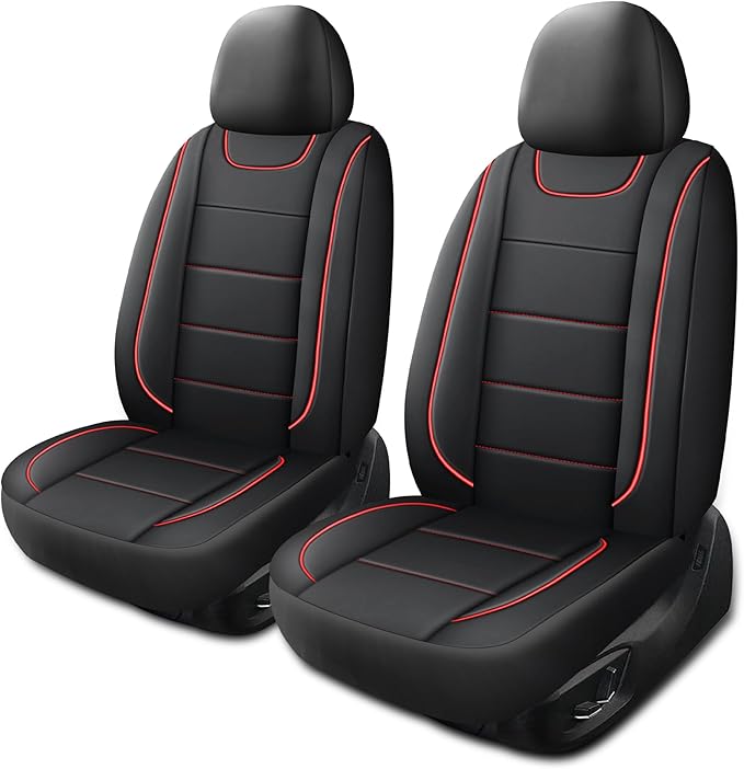 Car Seat Covers, Quilting Leather Seat Cover Two Front Seats, Waterproof Faux Leather Automotive Seat Covers for Cars, Univer
