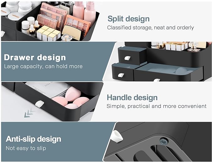 Cologne Perfume Organizer With Drawers,Large Perfumes Vanity Countertop Storage,Perfume Stand for Cologne, Deodorant, Beard, 