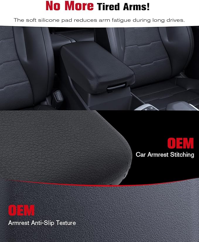 for 2023-2026 Kia Sportage 2-in-1 Silicone Center Console Armrest Cover& Armrest Hidden Privacy Tray - [OEM Design& Friendly Liquid Silicone Rubber] - Thin Black