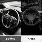 Road Comforts Leather Steering Wheel Cover with Decorative Trim and Piping, Anti-Slip Breathable Design, Fits 14.5–15 Inch Ro