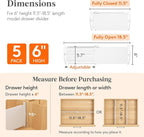 Lifewit 6" Tall 5 Pack Drawer Dividers, 30-47cm/11.5-18.5" Expandable Drawer Divider for Clothes, Adjustable Dresser Drawer O